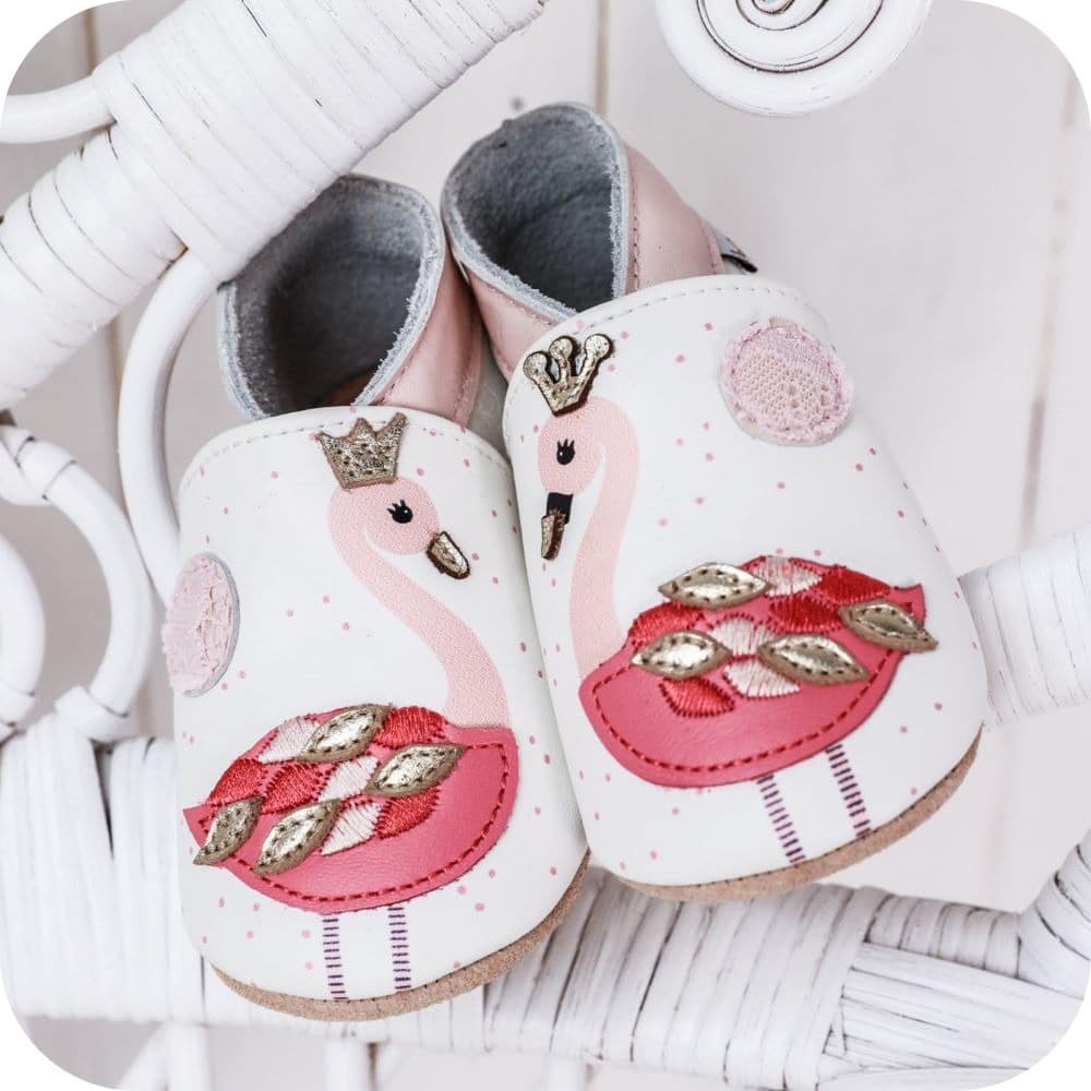 Pantofole in pelle "Fenicottero"