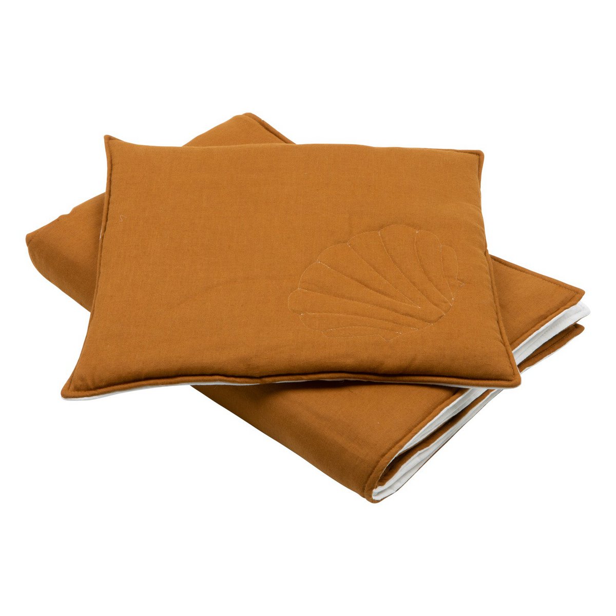 Set Copertina in lino "Conchiglia Caramel" 90x135