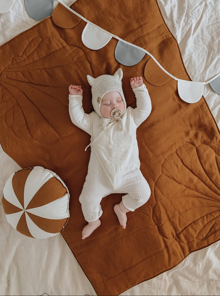 Set Copertina in lino "Conchiglia Caramel" 95x65