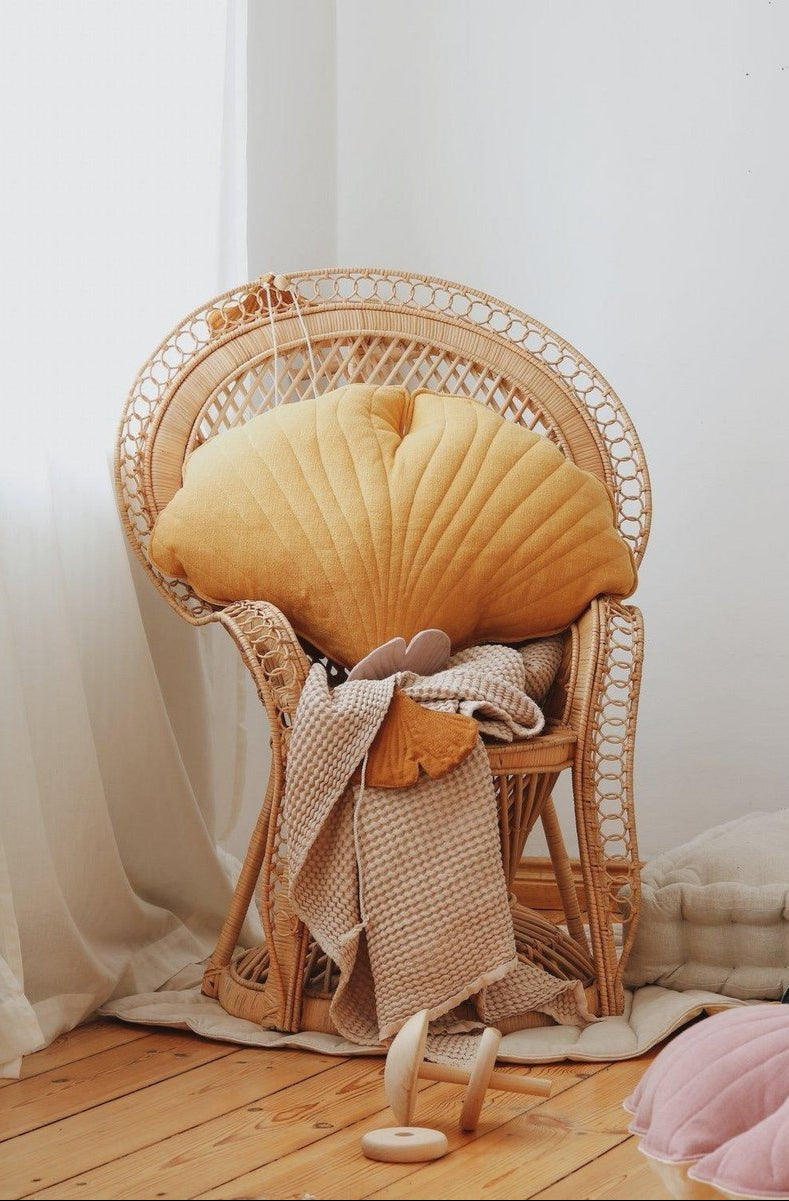 Cuscino foglie di Ginkgo in velluto “miele”