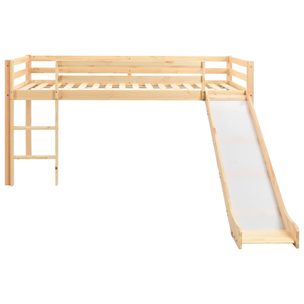 Letto A Castello Per Bambini Scivolo E Scala In Pino 97X208Cm