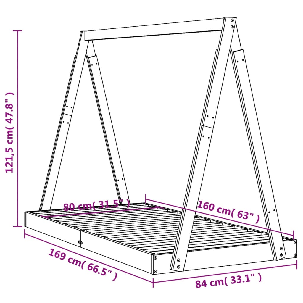 Giroletto Per Bambini 80X160Cm In Legno Massello Di Pino