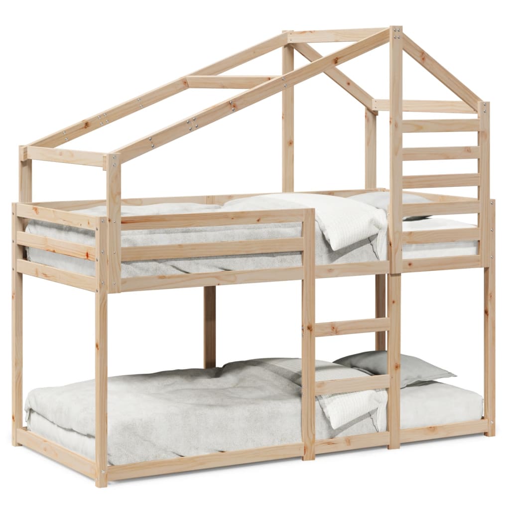 Letto A Castello Senza Materasso 90X200Cm Massello Pino