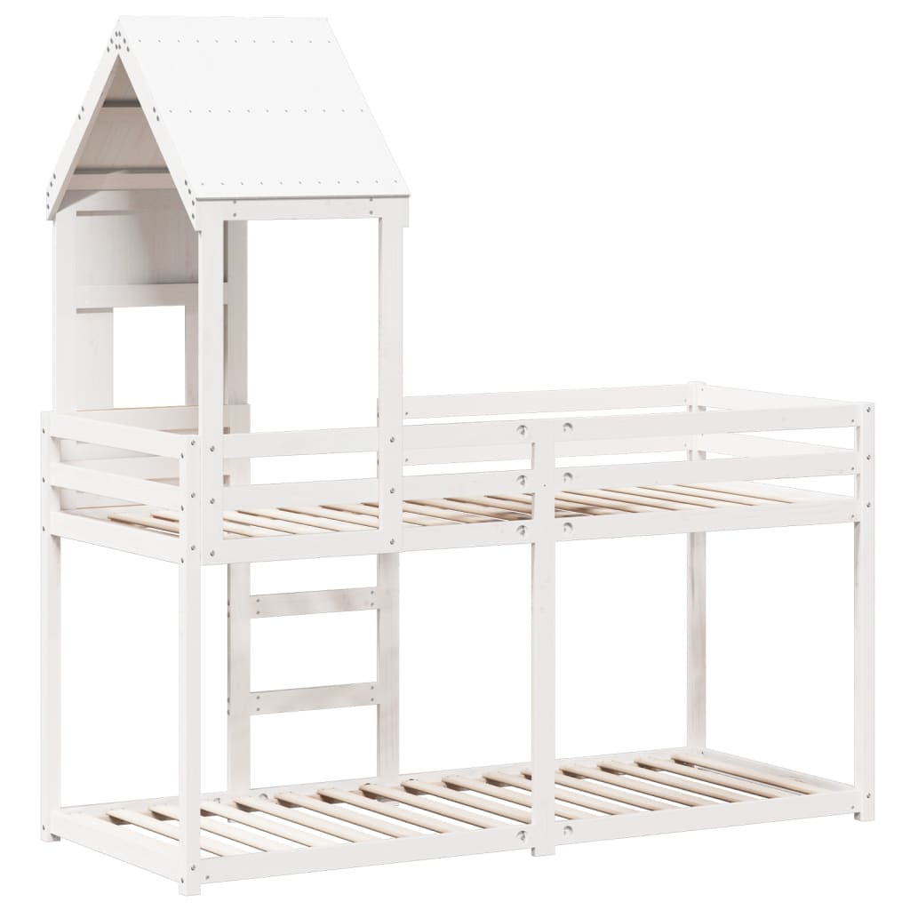 Letto A Castello Con Tetto In Legno Di Pino