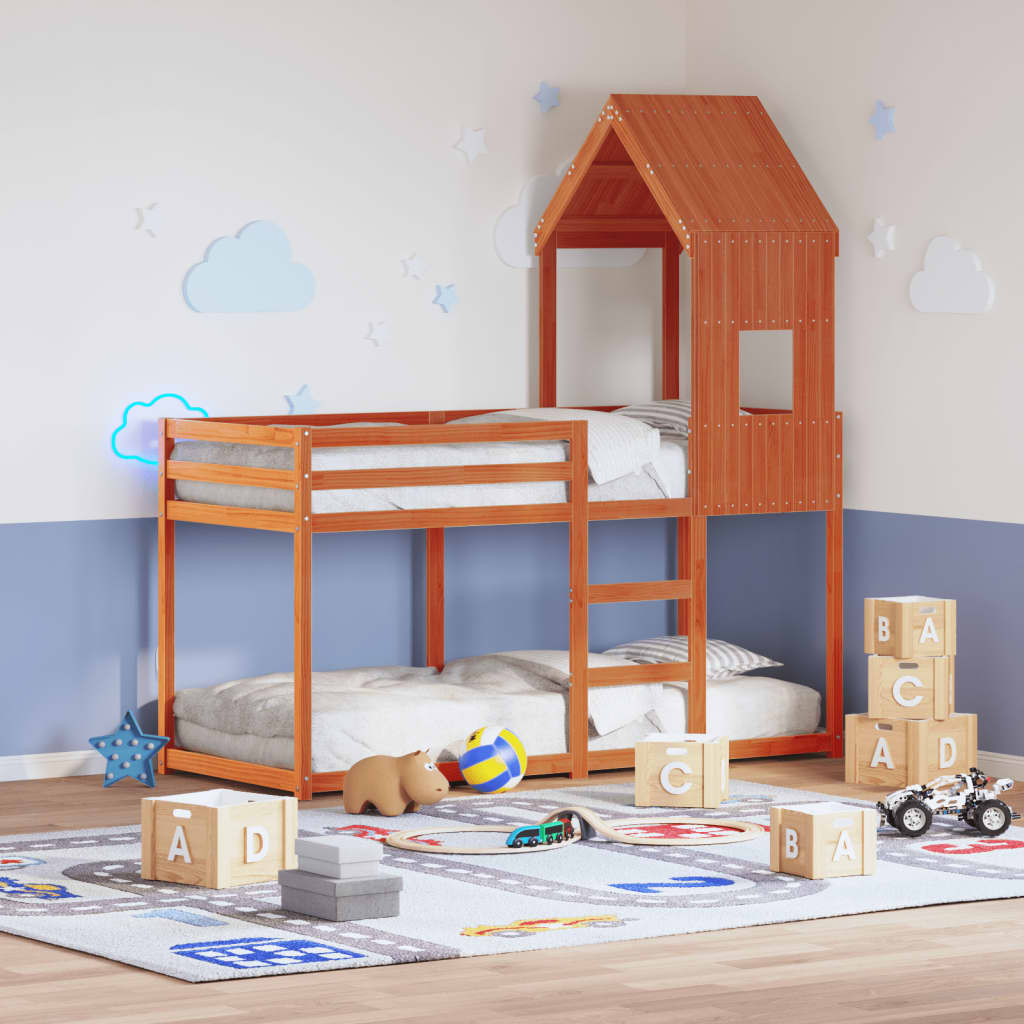 Letto A Castello Senza Materasso 90X190Cm Massello Pino