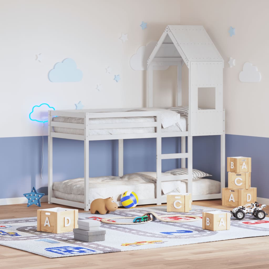 Letto A Castello Con Tetto In Legno Di Pino