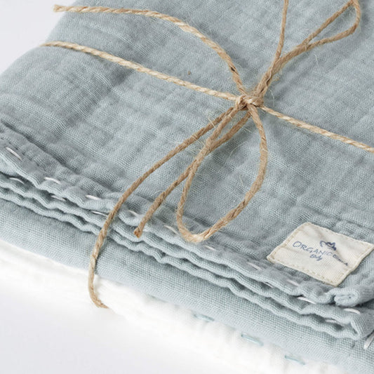 Set Mussole in Cotone Organico "Azzurro Polvere"