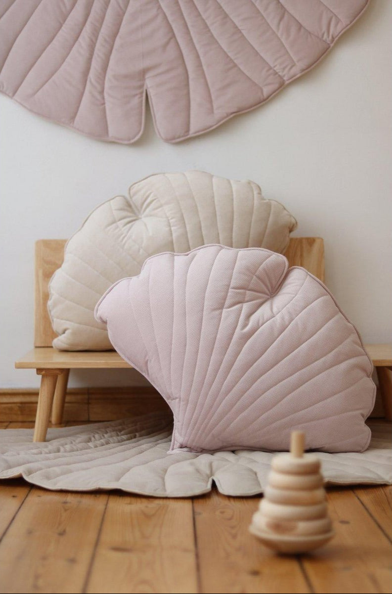Cuscino foglie di Ginkgo in velluto “Rosa Cipria”