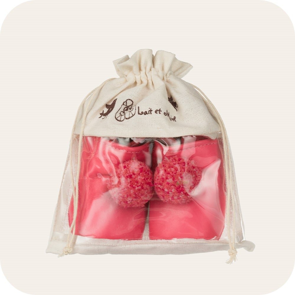 Pantofole in pelle con pompon "Fucsia"