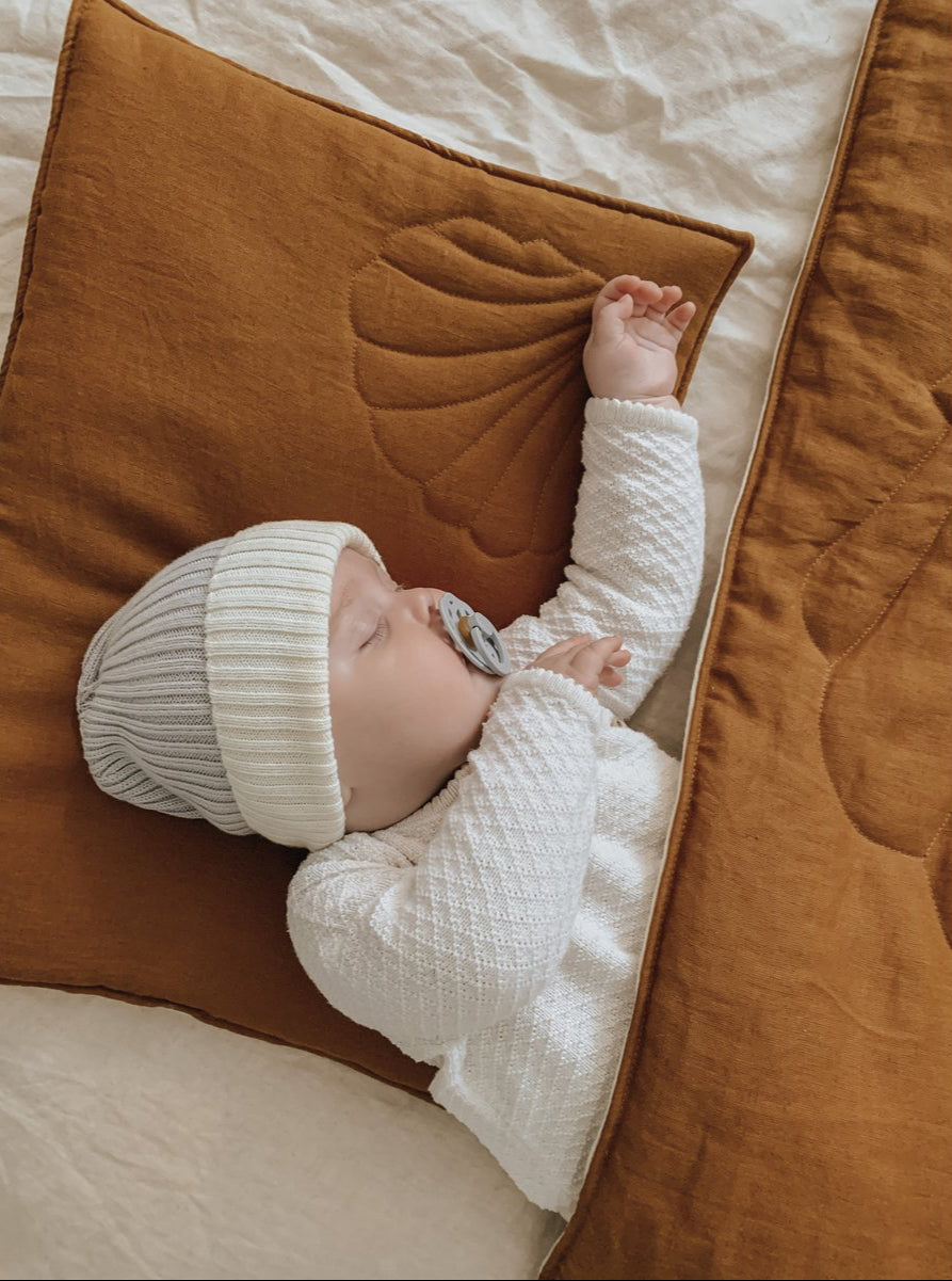Set Copertina in lino "Conchiglia Caramel" 90x135