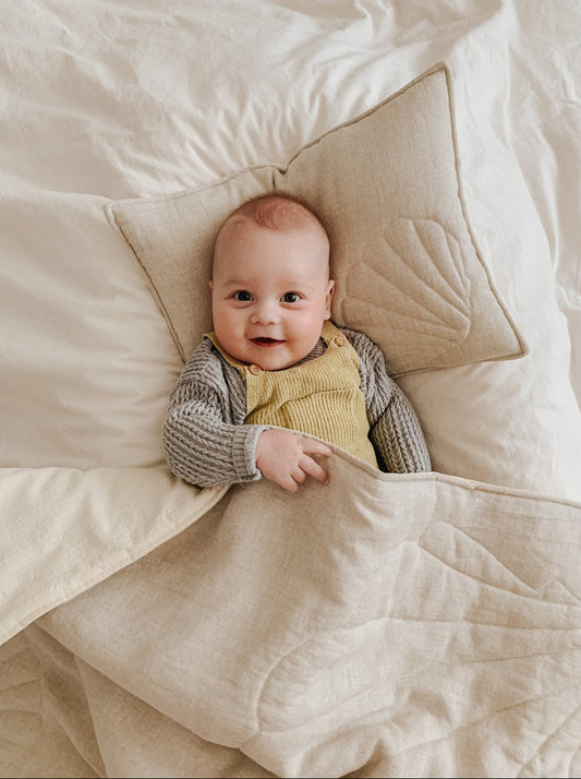 Set Copertina in lino "Conchiglia Sabbia" 95x65