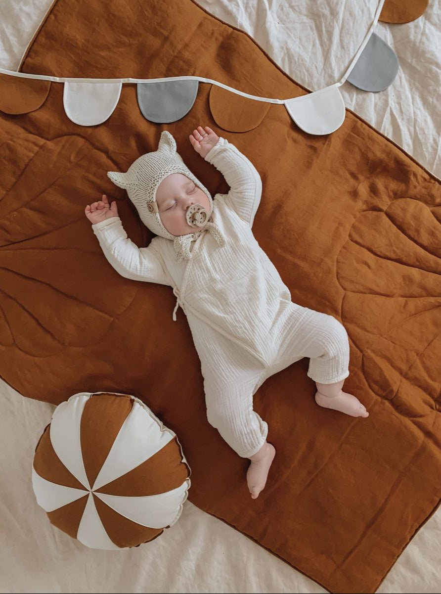 Set Copertina in lino "Conchiglia Caramel" 95x65