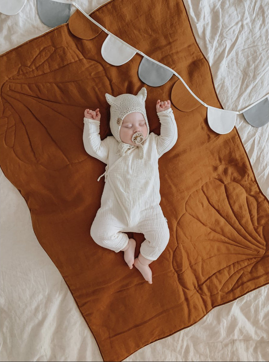 Set Copertina in lino "Conchiglia Caramel" 95x65