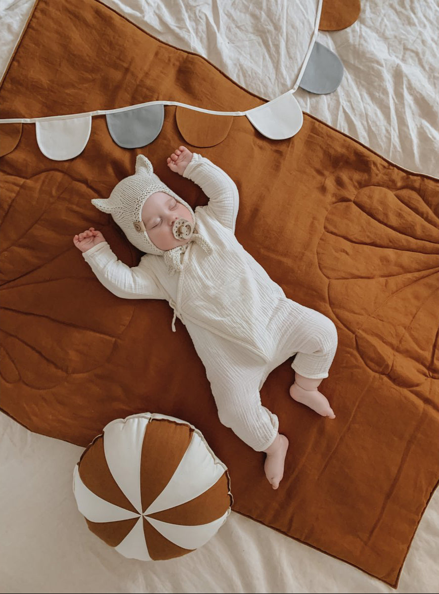 Set Copertina in lino "Conchiglia Caramel" 95x65
