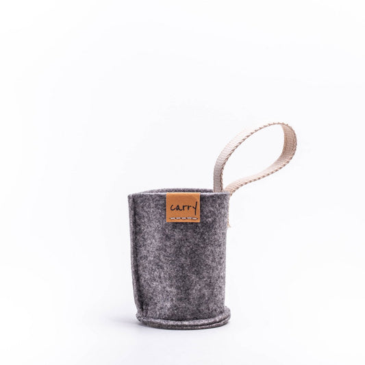 Portaborraccia "Grigio" in Feltro Riciclato per Borraccia in Vetro 0,4 l