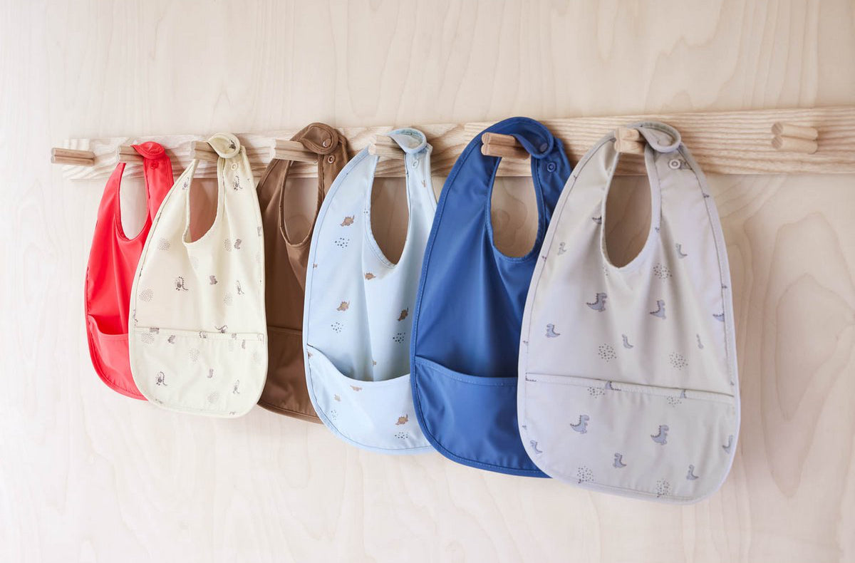 Set Bavaglino "Dino" - Beige e Blu