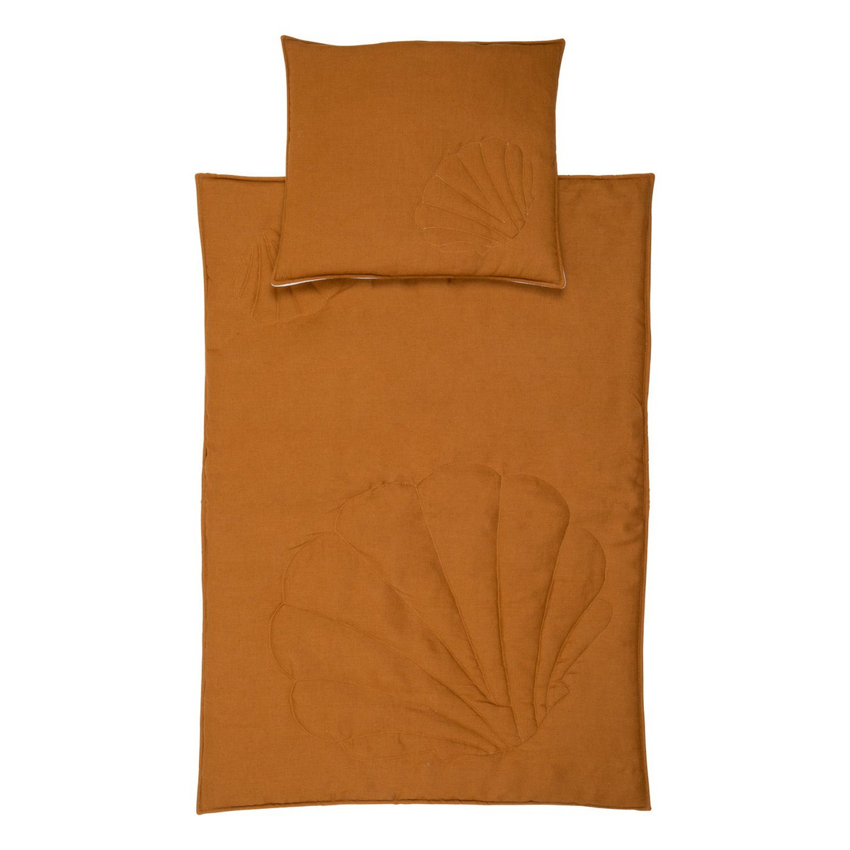Set Copertina in lino "Conchiglia Caramel" 90x135