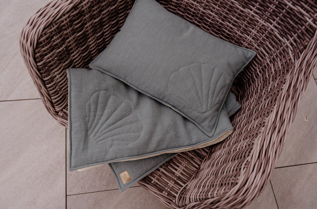 Set Copertina in lino "Conchiglia Occhio di mare" 95x65