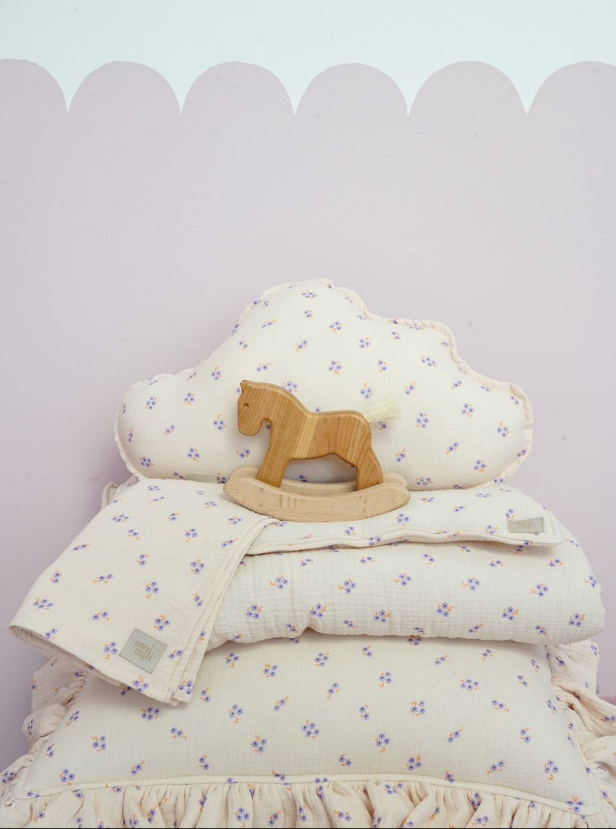 Set Copertina in mussola "Non ti scordar di me viola" 95x65