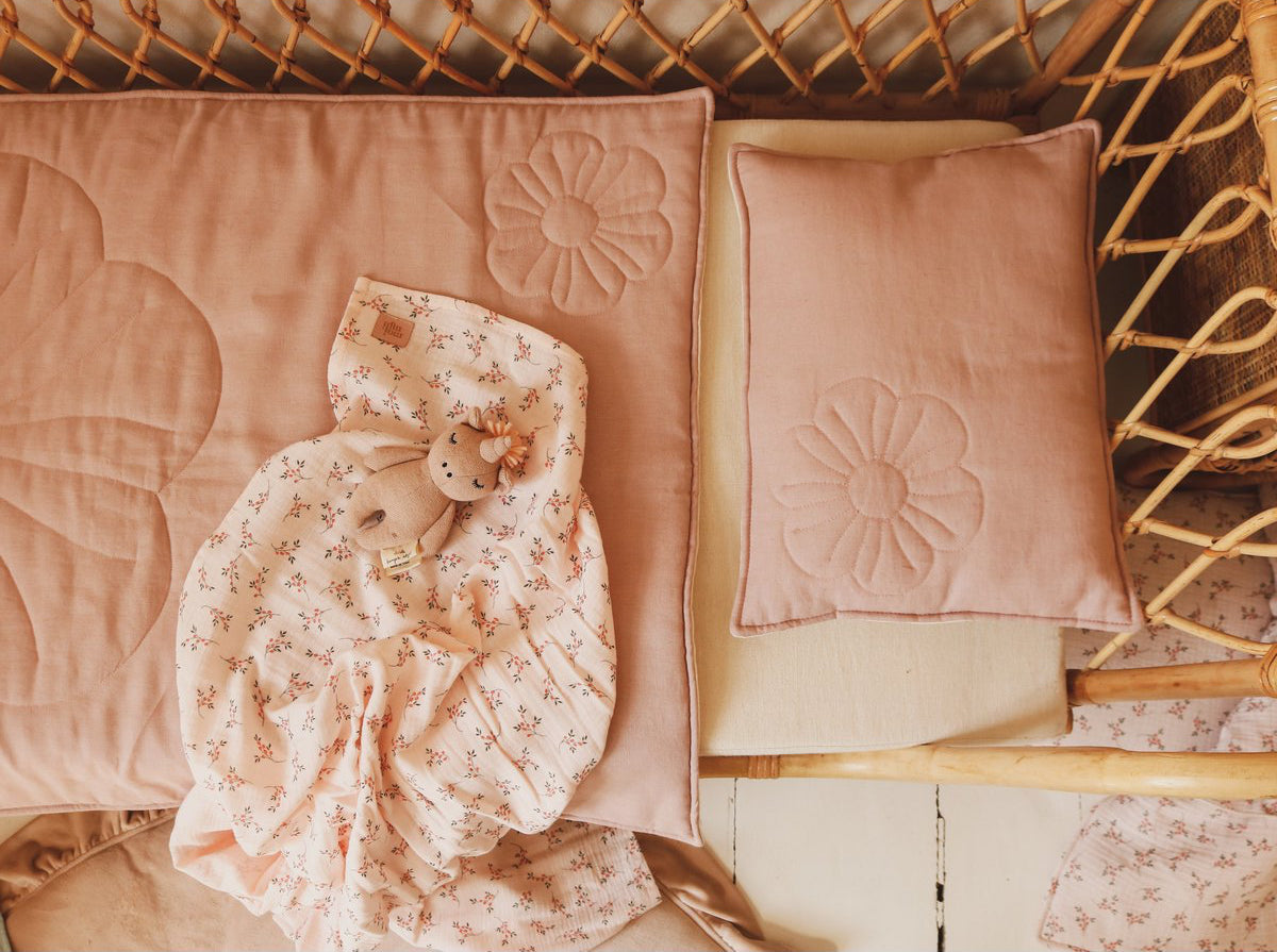 Set copertina in lino "Fiore Rosa cipria" 95x65