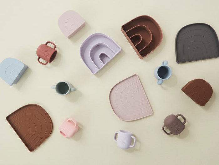 Set Piatto e Ciotola "Arcobaleno" - Vaniglia e Marrone