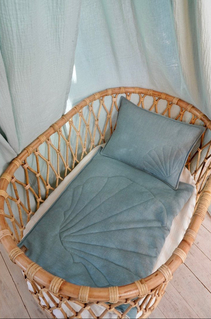 Set Copertina in lino "Conchiglia Occhio di mare" 95x65