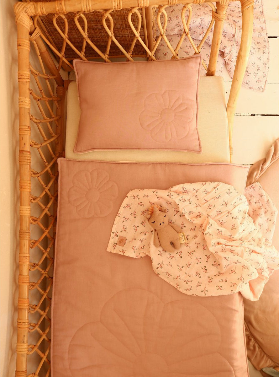 Set Copertina in lino "Fiore Rosa cipria" 90x135