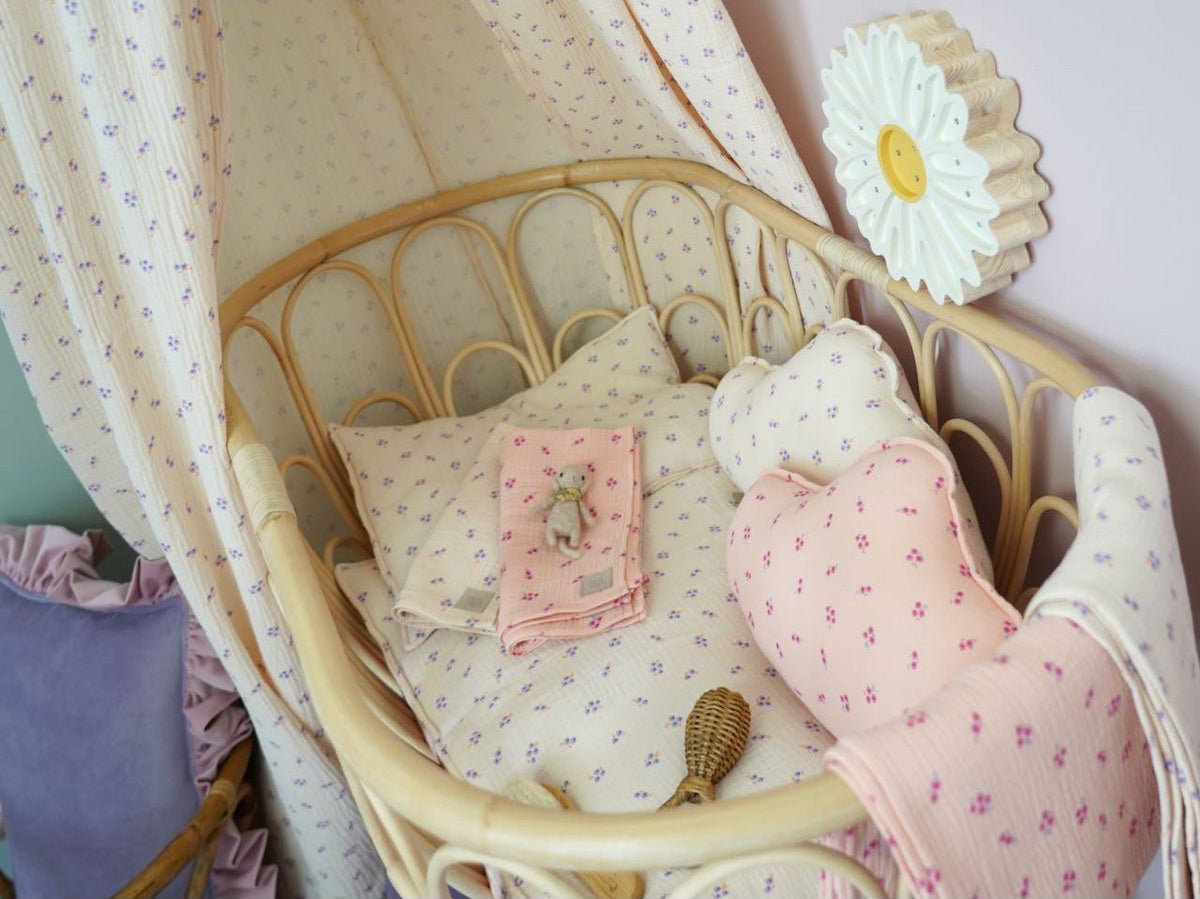 Set Copertina in mussola "Non ti scordar di me viola" 95x65