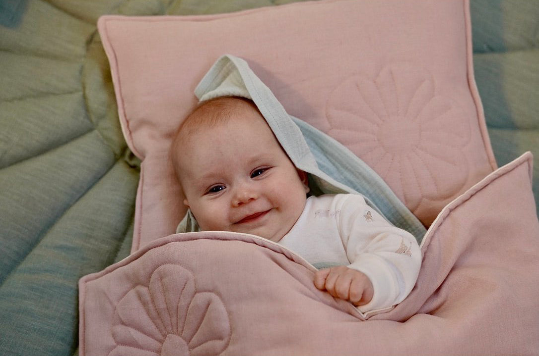 Set Copertina in lino "Fiore Rosa chiaro" 90x135