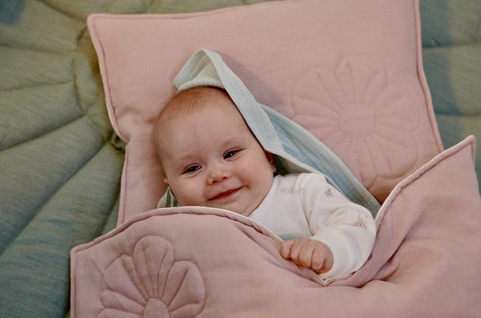 Set Copertina in lino "Fiore Rosa chiaro" 90x135