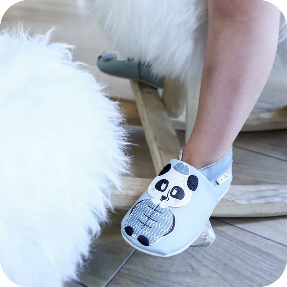 Pantofole  in pelle "Panda"