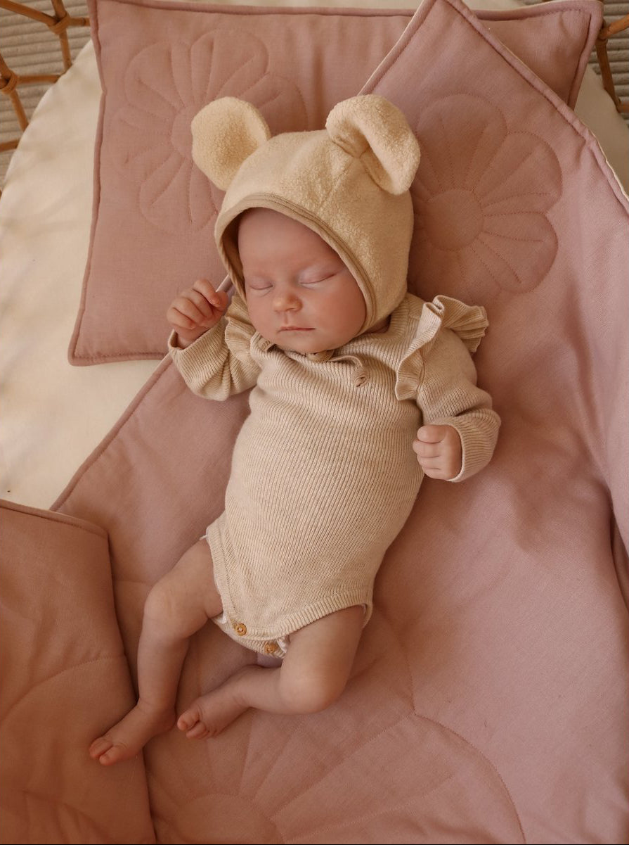 Set copertina in lino "Fiore Rosa cipria" 95x65