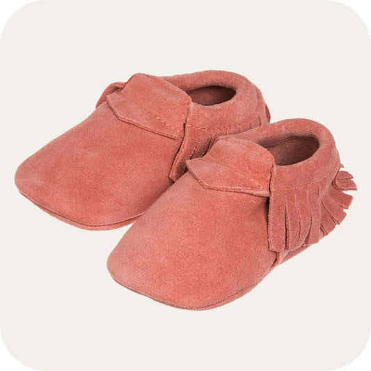 Pantofole Mocassino baby in camoscio "Corallo"