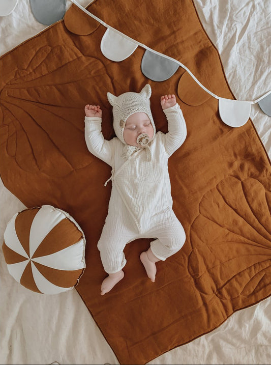 Set Copertina in lino "Conchiglia Caramel" 95x65