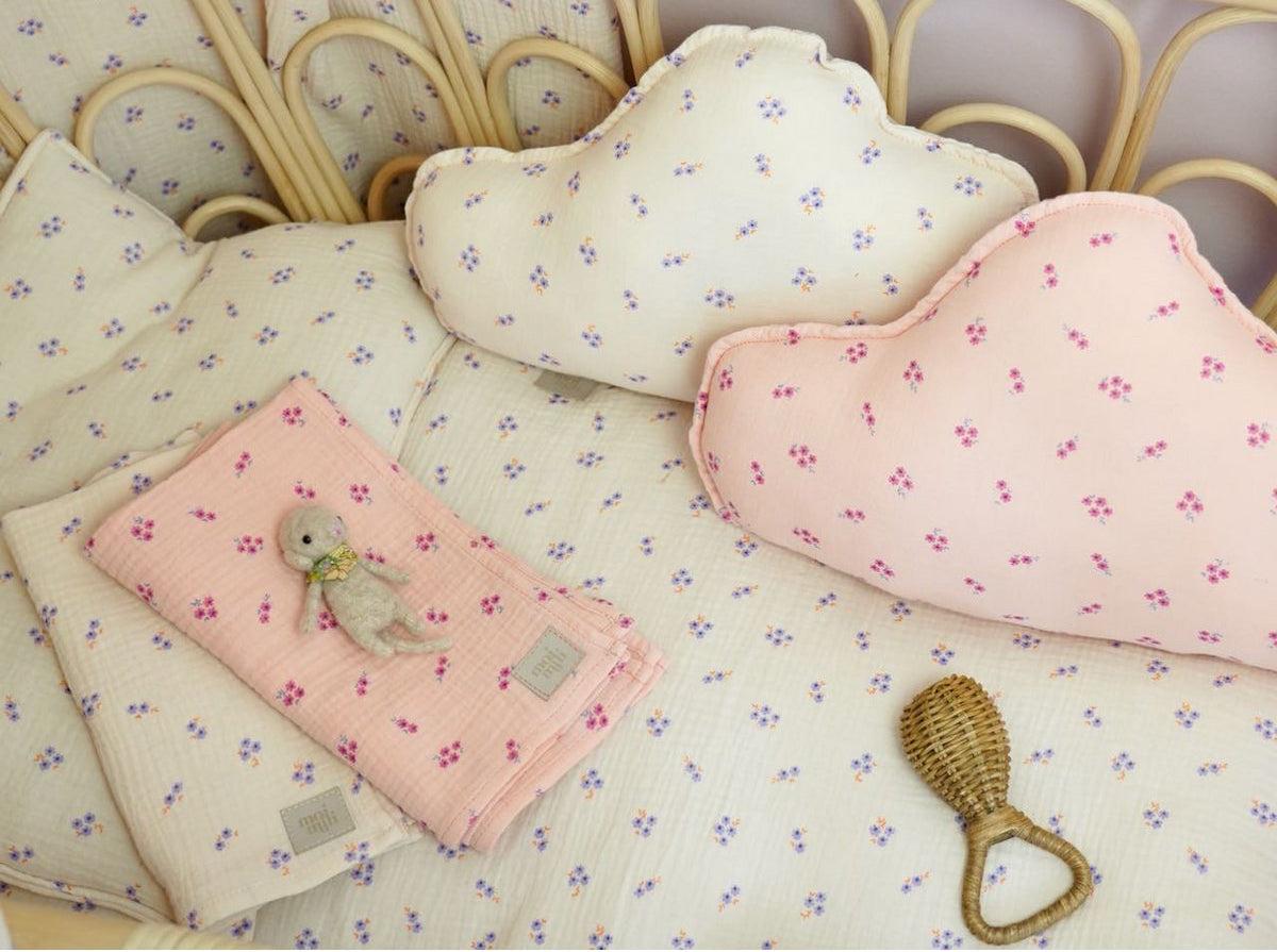 Set Copertina in mussola "Non ti scordar di me viola" 95x65