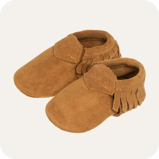Pantofole Mocassino baby in camoscio "Cammello"