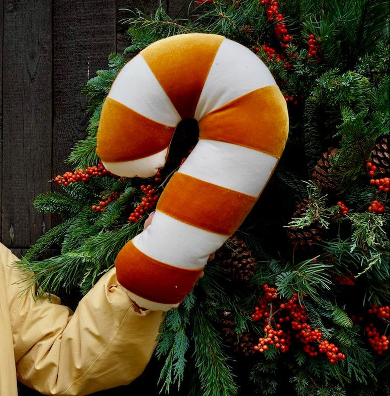 Cuscino Patchwork Natalizio  “Gold Candy Cane”