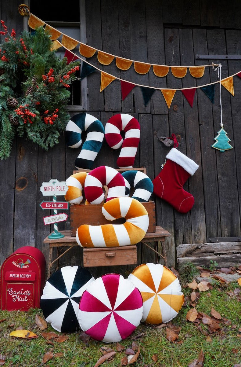 Cuscino Patchwork Natalizio “Candy Cane Verde”