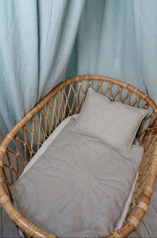Set Copertina in lino "Fiore Sabbia" 95x65