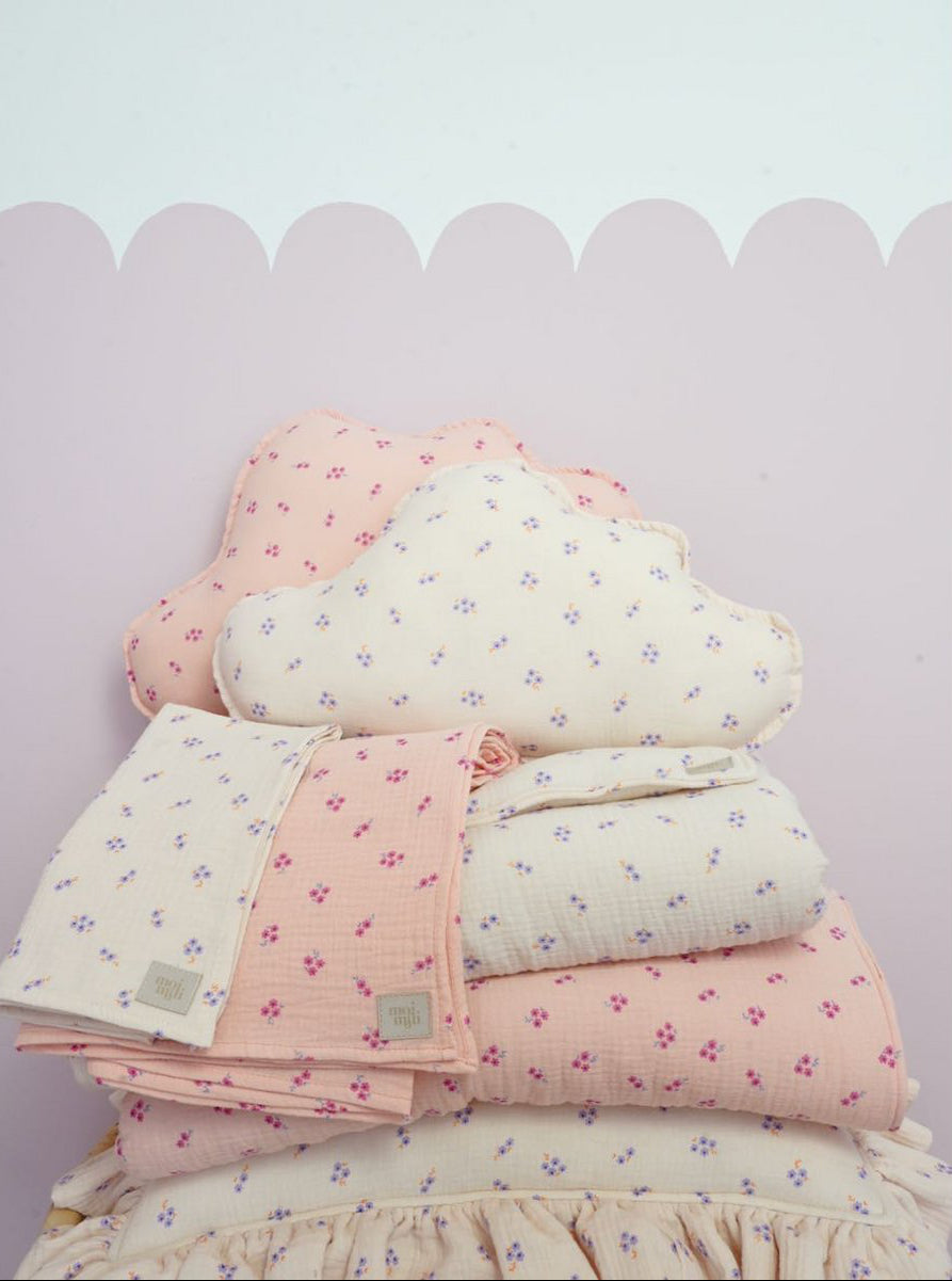 Set Copertina in mussola "Non ti scordar di me viola" 95x65