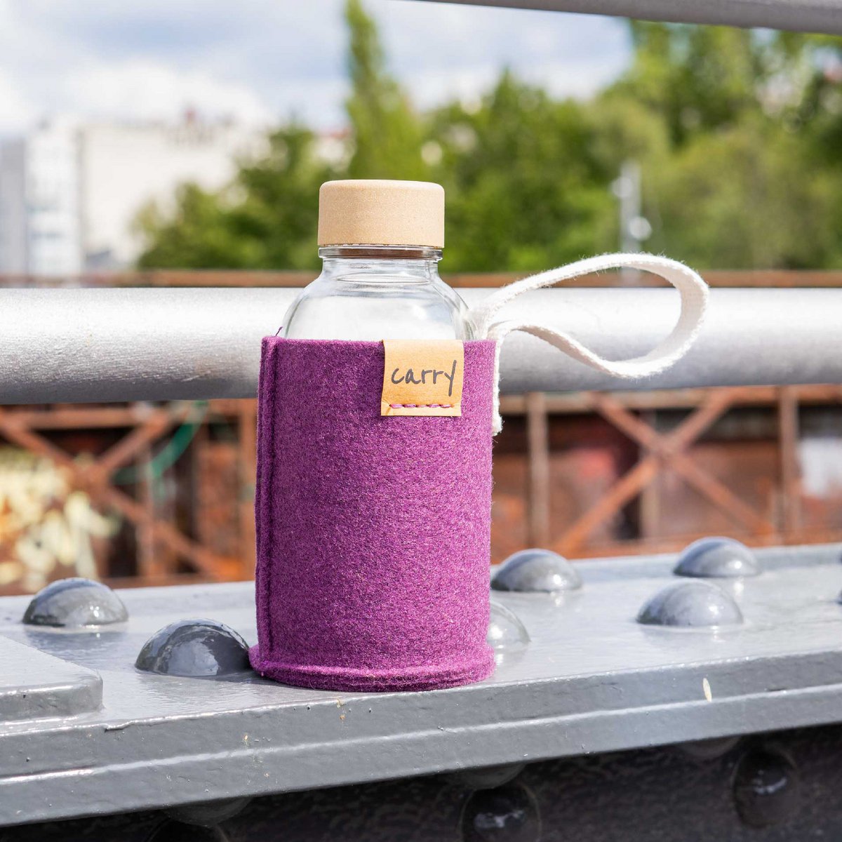 Portaborraccia "Malva"  in Feltro Riciclato per Borraccia in Vetro  0,4 l