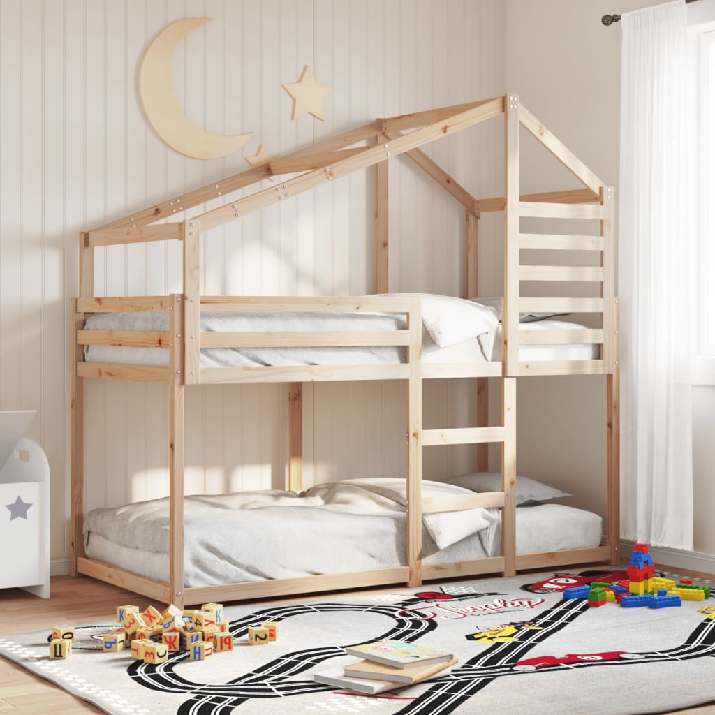 Letto A Castello Senza Materasso 90X200Cm Massello Pino