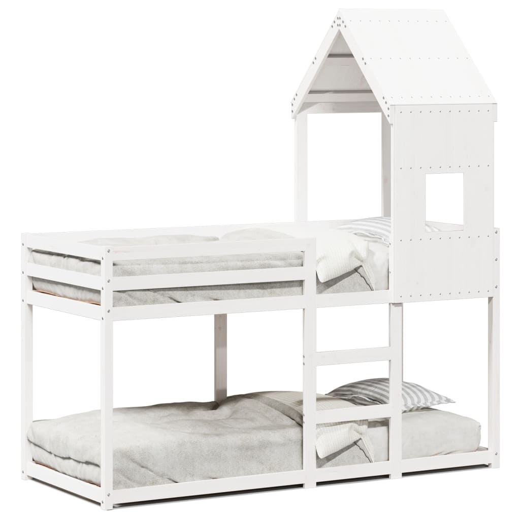 Letto A Castello Con Tetto In Legno Di Pino