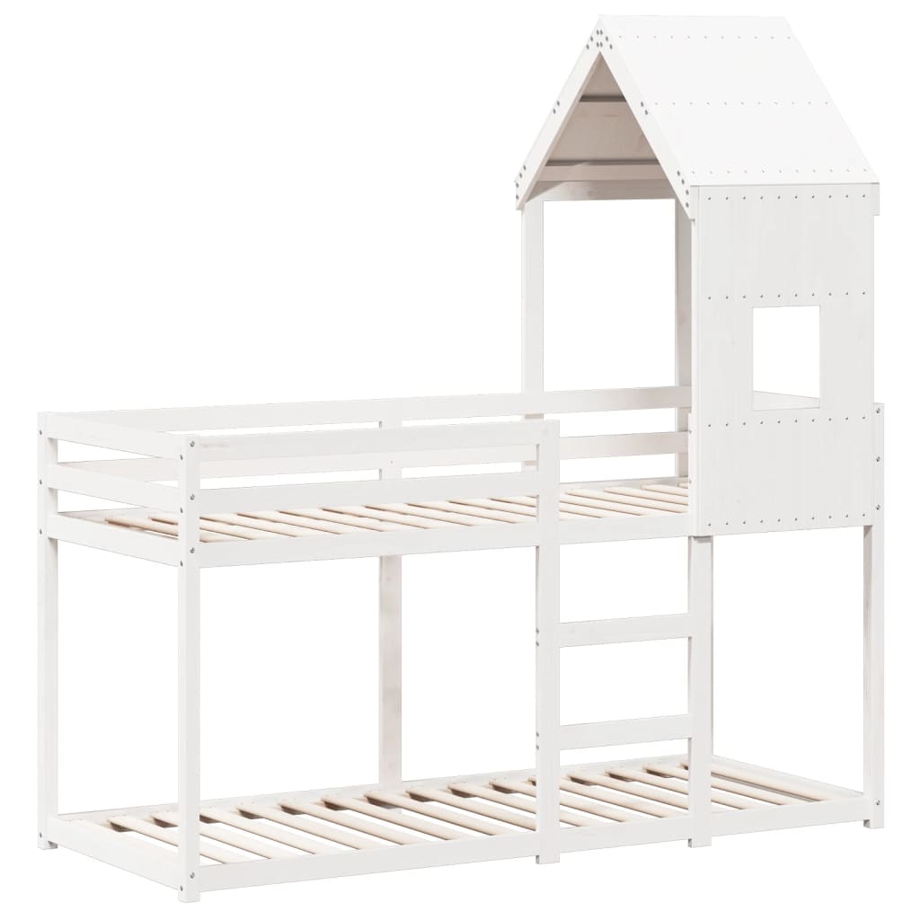 Letto A Castello Con Tetto In Legno Di Pino