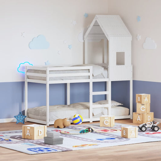 Letto A Castello Con Tetto In Legno Di Pino