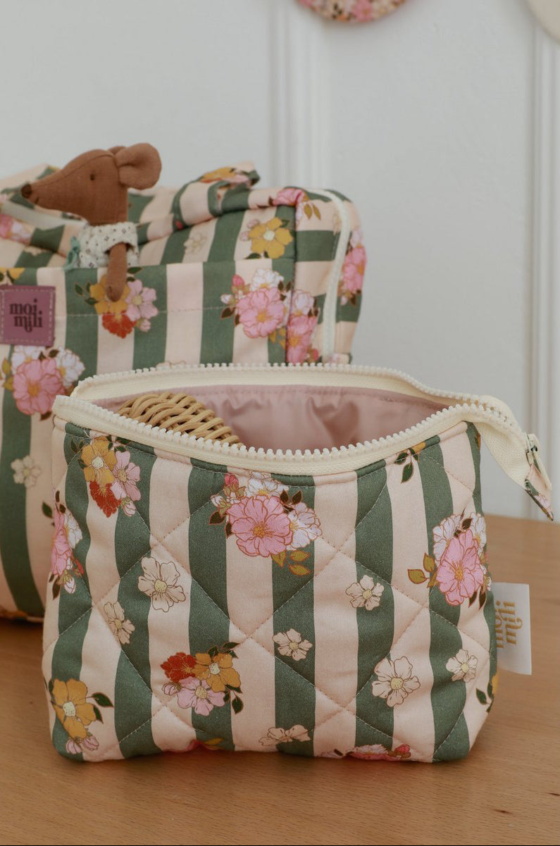 Set Beauty Bag "Mama Essentials - Righe verdi"