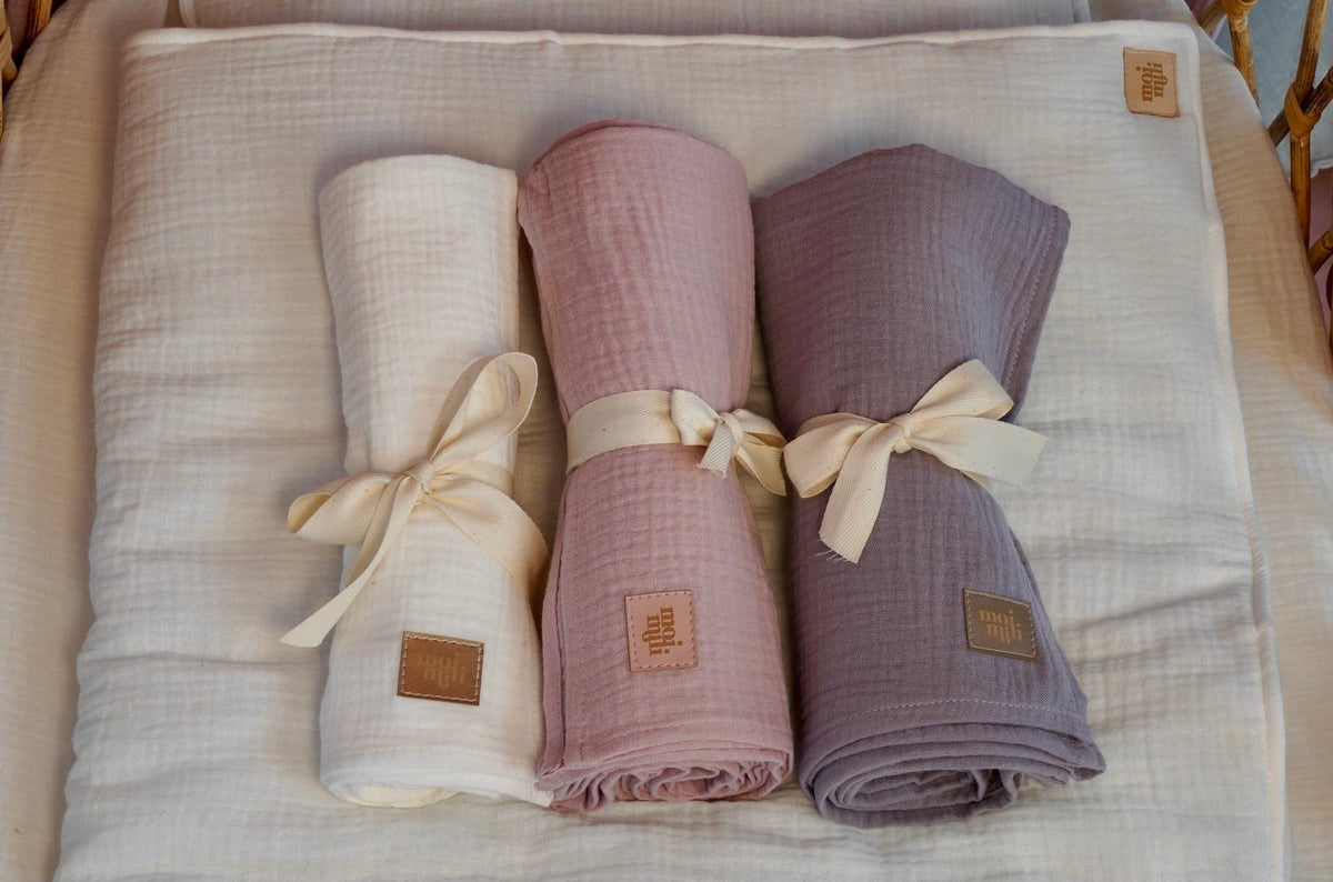 Coperta fasciatoio in mussola "Baby pink" 100x100