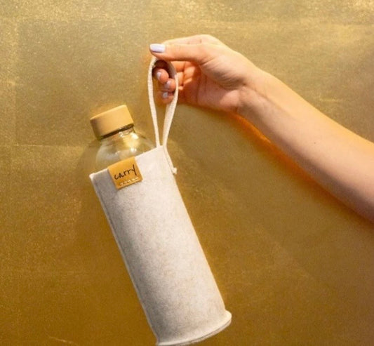Portaborraccia "Beige"  in Feltro Riciclato per Borraccia in Vetro  0,7 l