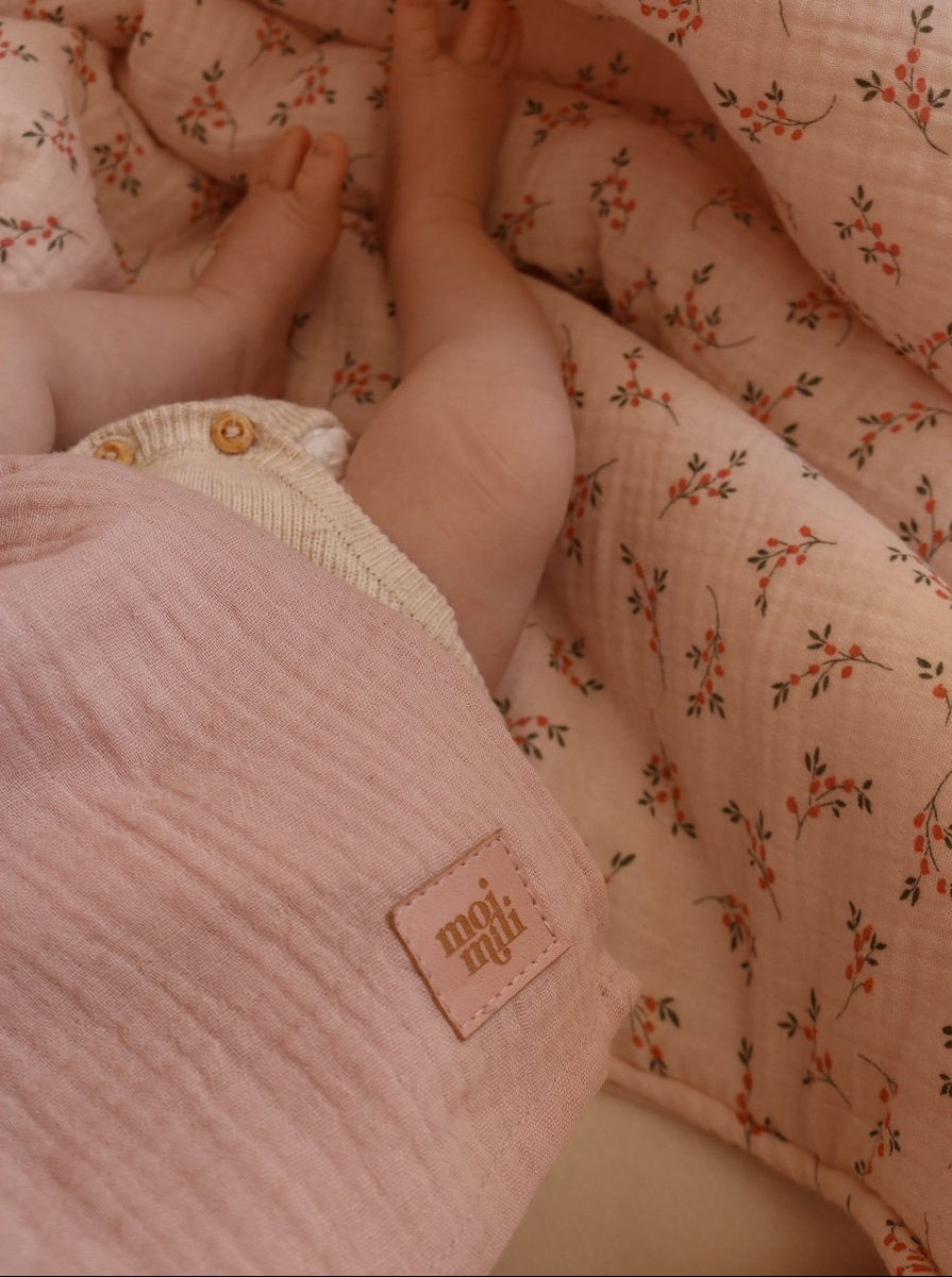 Coperta fasciatoio in mussola "Baby pink" 100x100