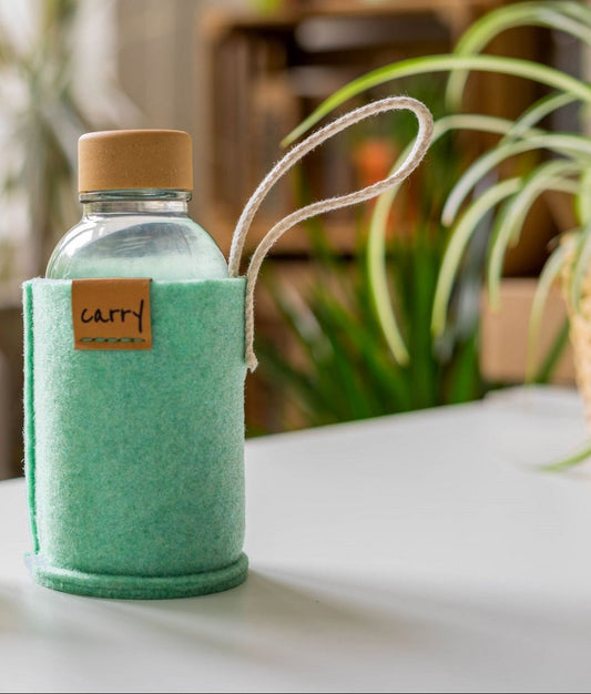 Portaborraccia "Menta"  in Feltro Riciclato per Borraccia in Vetro  0,4 l